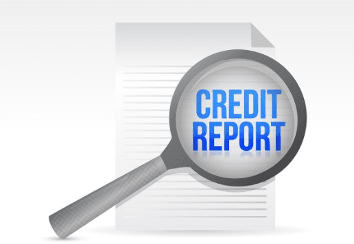 Cartoon of magnifying glass showing credit report